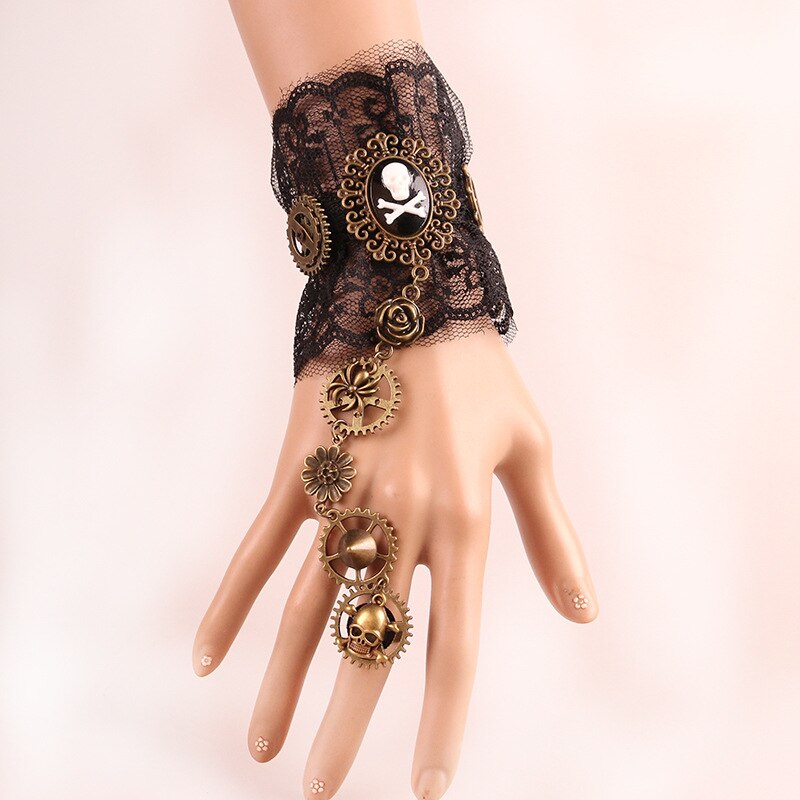 Frauen Jahrgang Steampunk Handschuhe Handgelenk Manschette Getriebe Mädchen Viktorianischen Armbänder Kostüm EIN Armbinde Schmuck Zubehör Spitze Handwear: 3