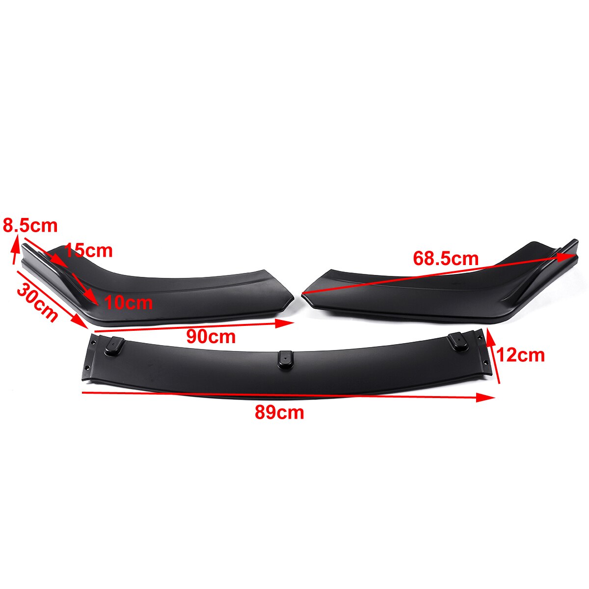 Carbon Fiber Look / Black 3pcs Car Front Lower Bumper Lip Spoiler Body Kit For Honda For Civic Sedan 4Dr