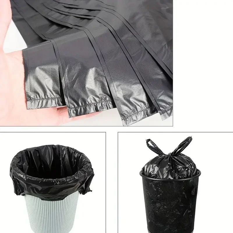 10/500PCS Disposable Black Garbage Bag Durable Handheld Vest Garbage Bag Kitchen Bedroom Toilet Household Storage Tools
