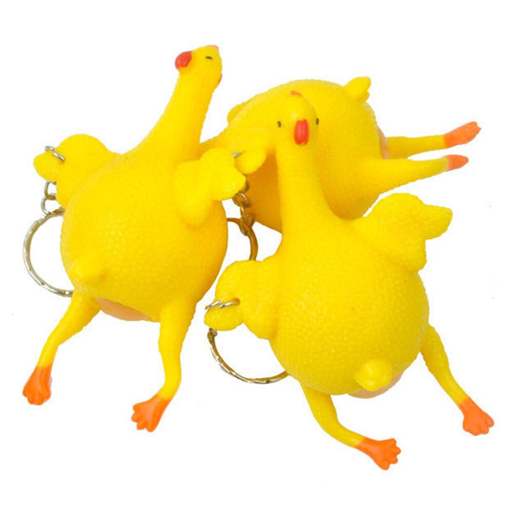 antistress Funny Tricky Chicken Toy Ventilation Hen Egg Keychain Stress Relieving