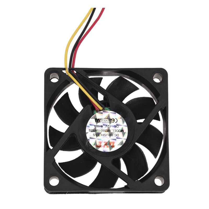DC 12V 0.2A Zwart Plastic 3 Pin Connector PC Computer Case Cooling Fan 60x60mm
