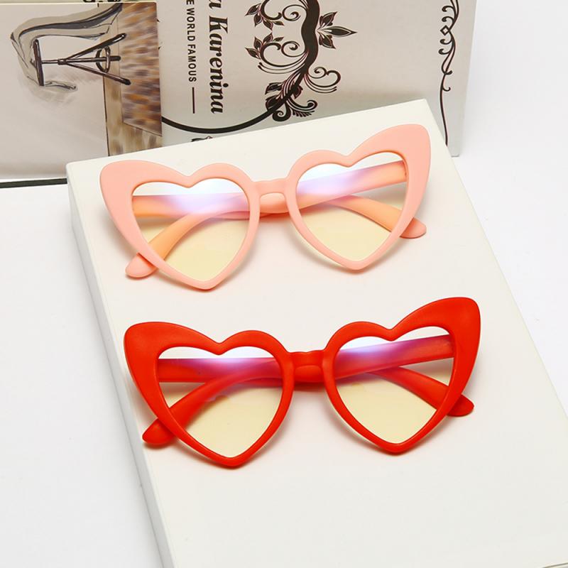 Lunettes en forme de cœur rose Anti-lumière bleue pour enfants, TR90, en Silicone Flexible, pour filles et garçons, yeux de chat, Anti-reflet