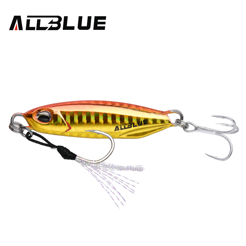 Allblue drager metall gjuten jigg sked 15g 30g shore gjutning jigging fisk havsabborre fiske lockbete artificiellt bete tackle: 40mm / Gul