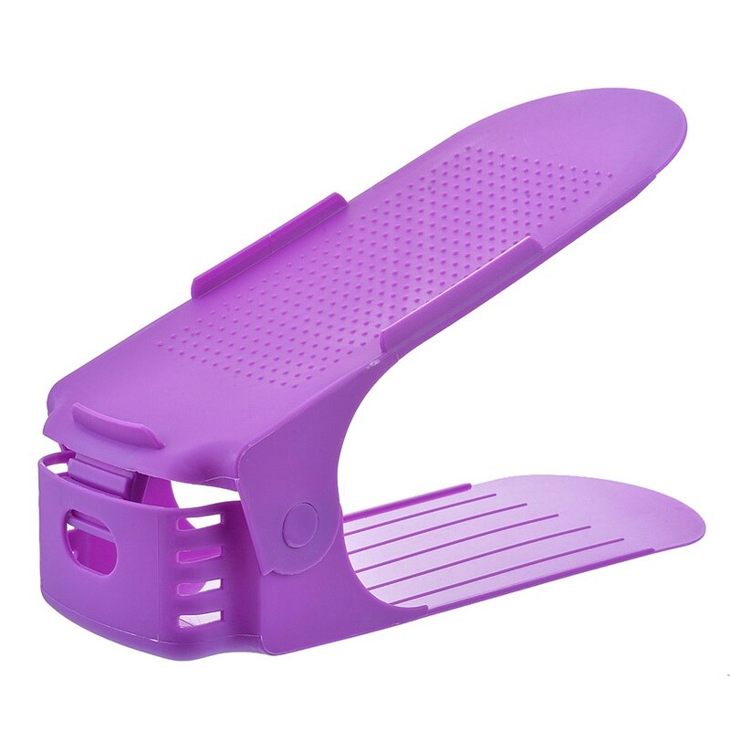 1PC Home Use Shoe Organizer Modern Double Cleaning Storage Shoe Rack Living Room Convenient Shoebox Shoes Organizer Stand Shelf: Adjustable purple