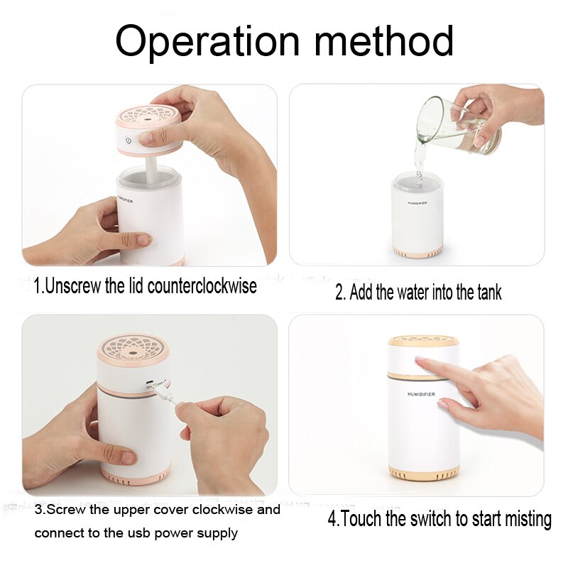 Bil essensiell oljediffusor mini ultralyds trekkende luftfukter ledet nattlys usb aromaterapi fogger luftfukter