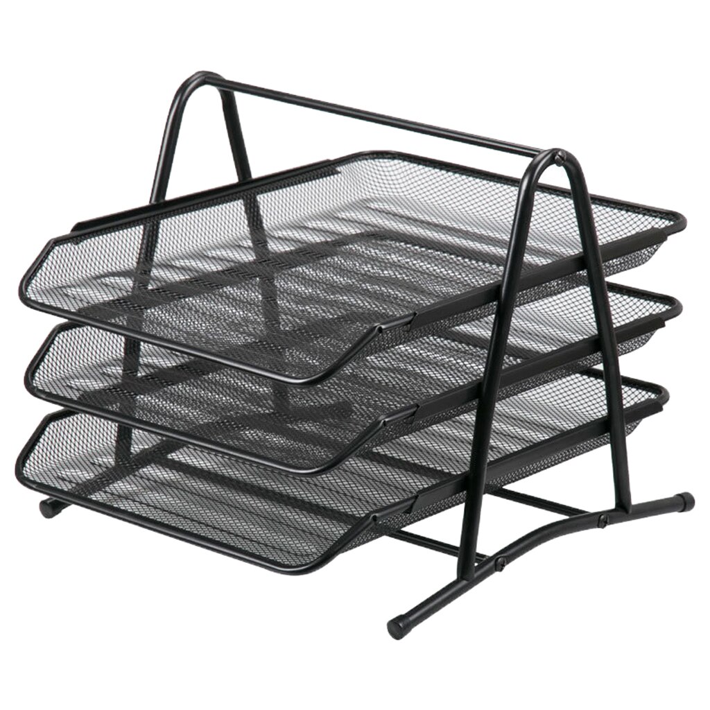 3-Tier Mesh Letter Tray Office Filing Tray Holder Stackable Document Letter Tray