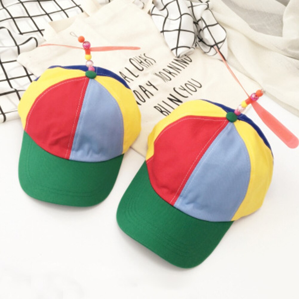 Sommer propel cap justerbar baseball hat helikopter regnbue farve fancy hat til voksen til børn børn