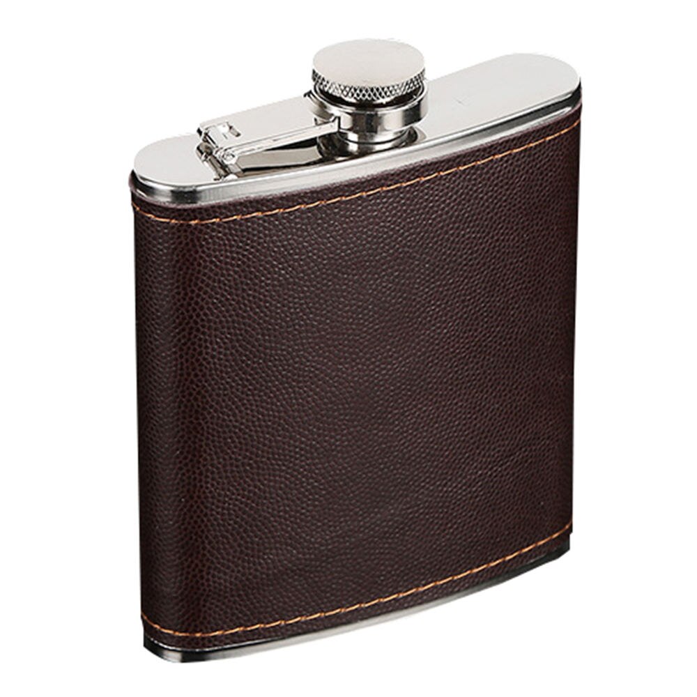 7/8/9 unzen Edelstahl Flachmann Tragbare Wein Whiskey Flasche Leder Umwickelt Abdeckung Leck nachweisen Getränk flasche: 255ml