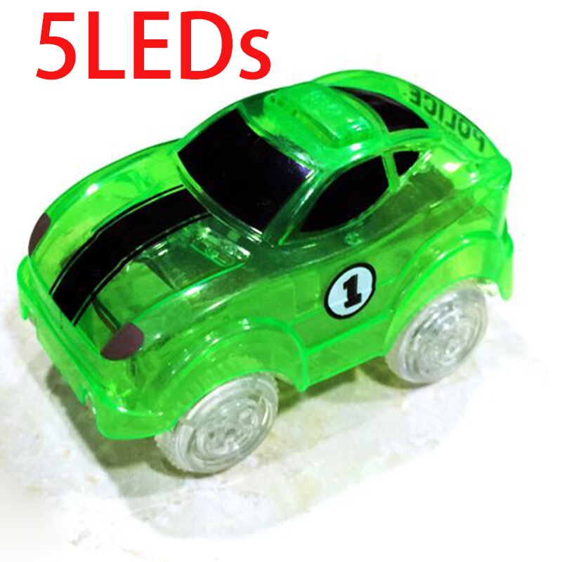 5 LEDs 5.4cm Magic Electronics LED Car Toys With Flashing Lights Educational Toys For Kids Birthday Xmas Play With Tracks