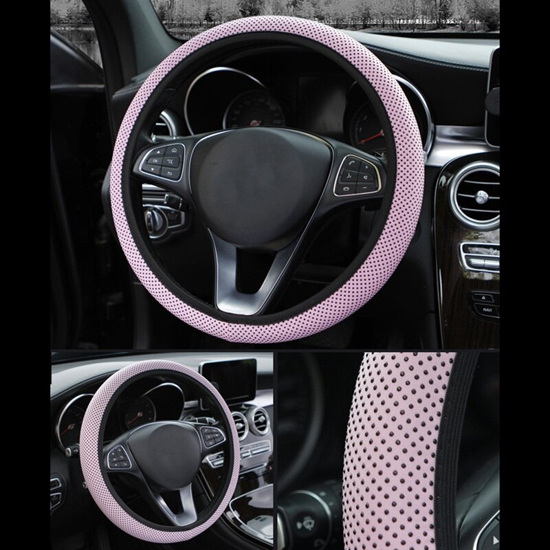 Auto Wheel Covers Car Steering Wheel Cover Silicone Cloth Wrap Fabric Particles Massage Non-slip Sport Style Car Seat Cushion