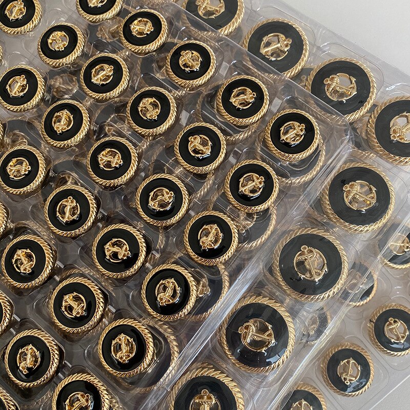 Retro Hollow Anchor Metal Buttons For Coat Jacket Suit Sweater Cardigan Sewing Decorative Needlework Diy Handicraft Vintage 6pcs: Antique Brass / 25mm