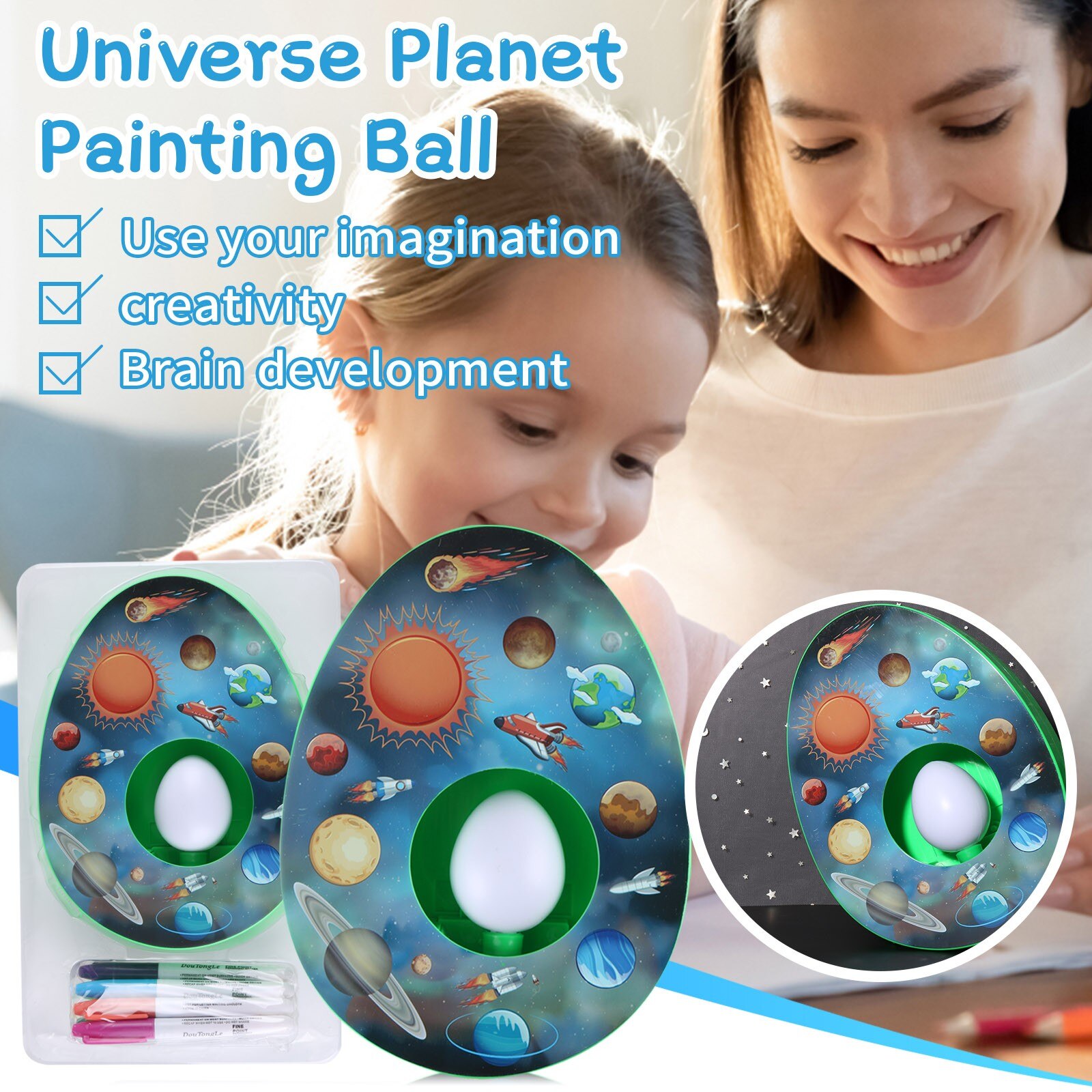 Pasen Universe Planeet Schilderen Bal Kids Diy Educatief Speelgoed Fun Kid Speelgoed Decoratieve Set Paaseieren Wielkanoc