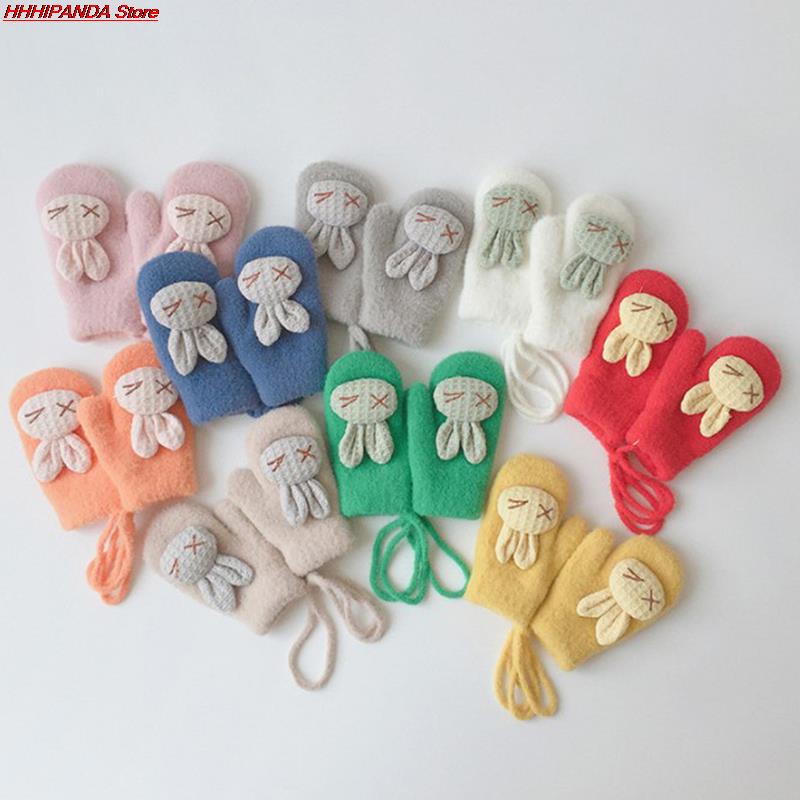 1 Paar Herfst Winter Warm Baby Handschoenen Cartoon Animal Bunny Thicken Kids Handschoenen Voor Baby Meisje Jongen Zachte Nylon Kinderen wanten