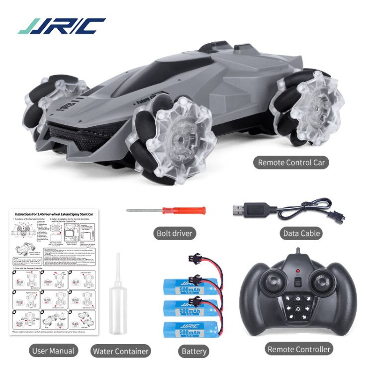 Jjrc Q92 1:24 2.4G 4WD 360 Graden Flip Simulatie Spray Night Glare Effect Tire Dynamisch Geluid Effect Rc Stunt auto Modellen Speelgoed: 3 Battery
