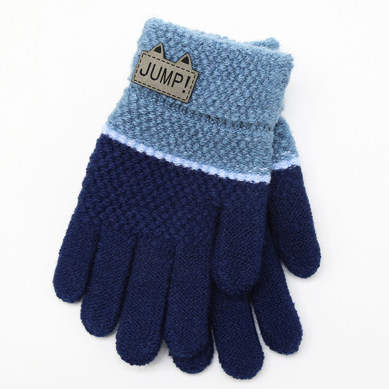 Herbst Winter Weiche Gestrickte Baby Handschuhe Warme freundlicher Handschuhe Karikaturen freundlicher Handschuhe Reine Nähte Handschuhe Zubehör 5-7 jahre: Marine