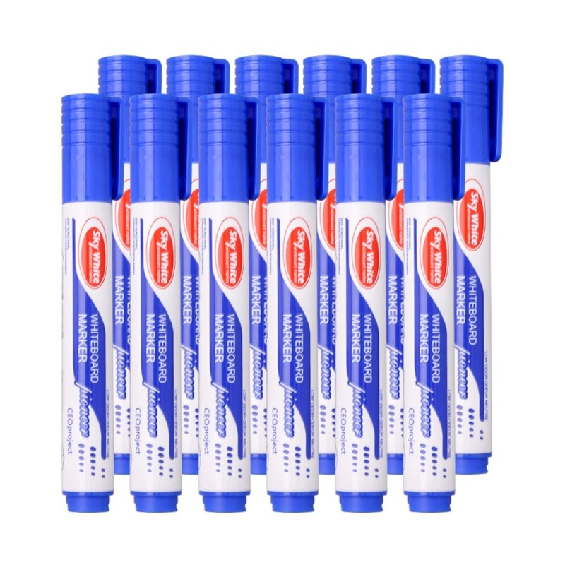 12Pcs Erasable Thick Head Refillable Non Toxic Liquid Ink Whiteboard Marker Pen C90C