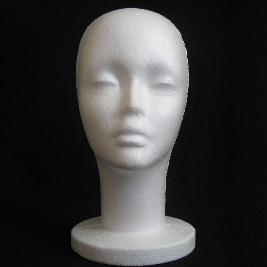 1x female model head Female Styrofoam Mannequin Manikin Head Model Foam Wig Hair Glasses Display