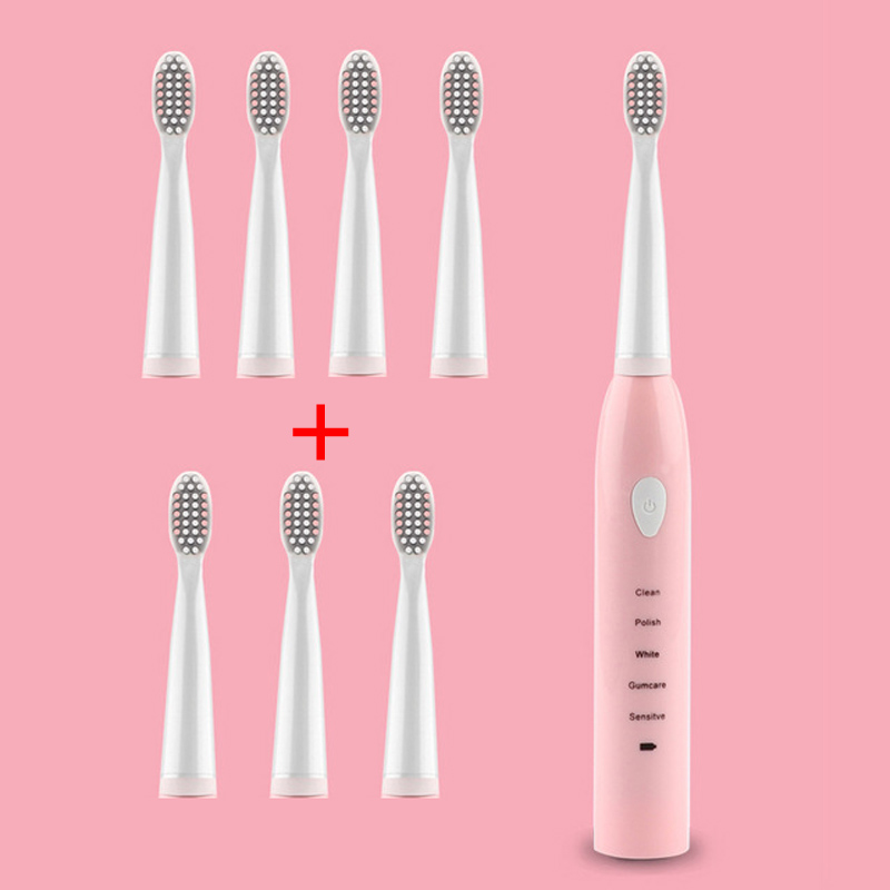 Spazzolino elettrico ultrasuoni sonoro USB carica spazzolini da denti ricaricabili lavabili per Xiaomi spazzolino da denti Xiaomi X3: rosa-brushhead