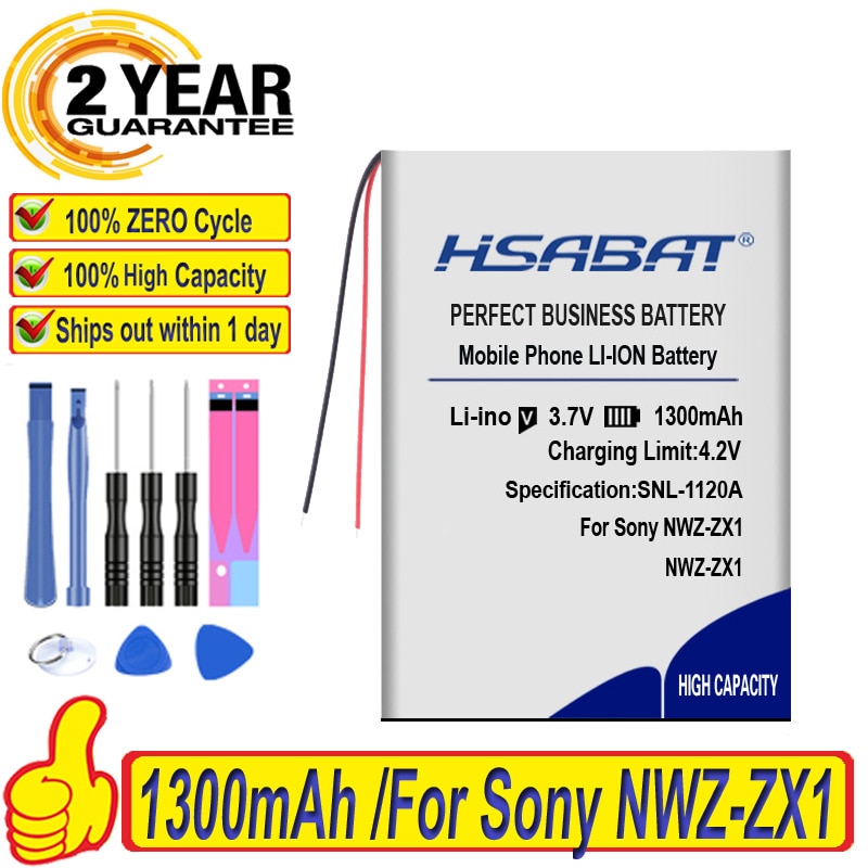 Top Brand 100% 1300mAh Battery for Sony NWZ-ZX1, Walkman NWZ-ZX1 Batteries + free tools