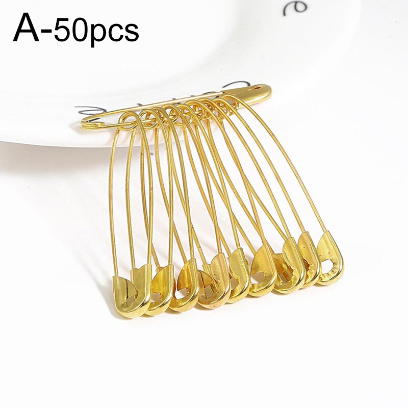 50Pcs/Set Safety Pins Gold Metal Needles Small Brooch Mulit Size Pins For DIY Handmake Sewing Apparel Tools Accessories: A-50pcs / 6x27mm