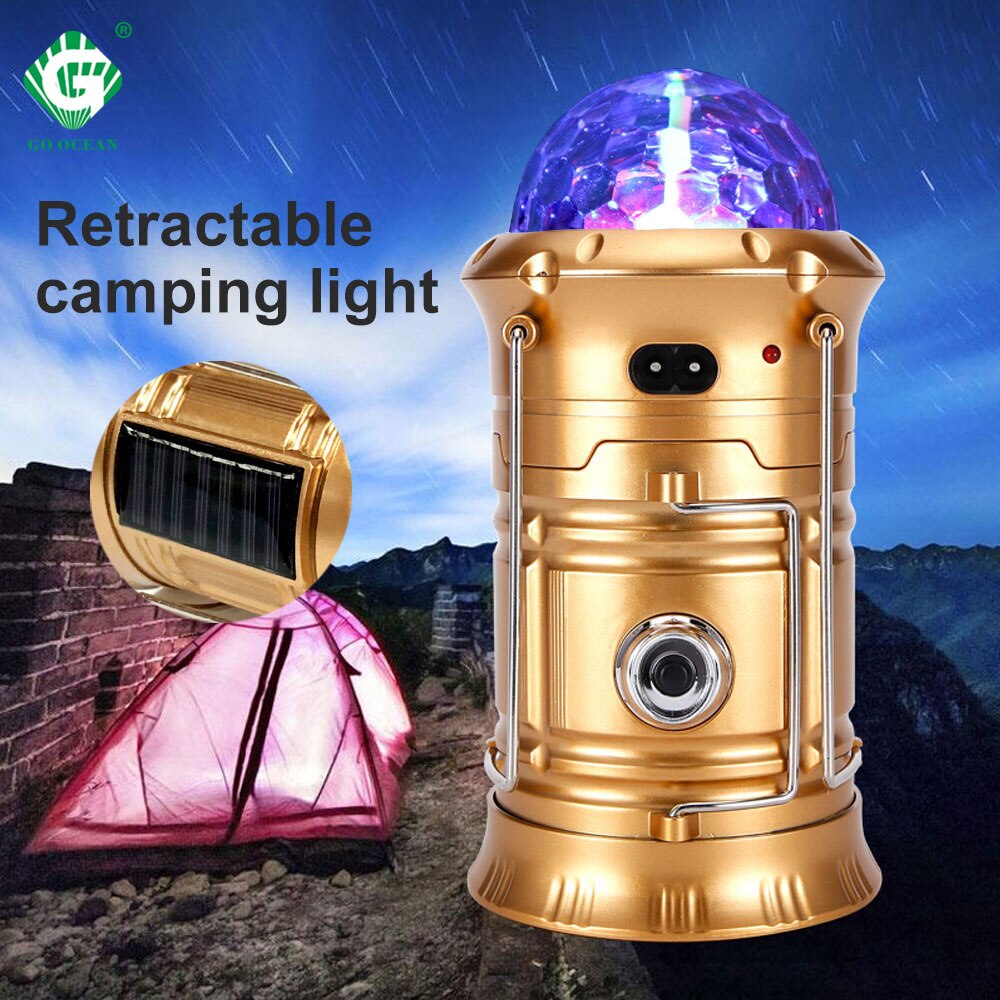 Lampe torche solaire Portable rétractable, LED, lampe d'urgence, lanterne couleur éblouissante, idéal pour le Camping, la randonnée, 220V