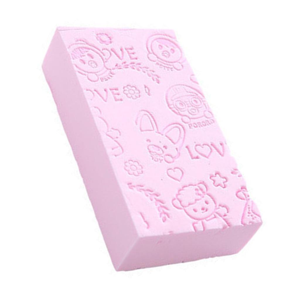 Baby Bath Sponge Dead Skin Remover Brushes Cartoon Print Cleaning Shower Absorb Water Sponge Wipe Children Bath Tools Bathroom: Pink