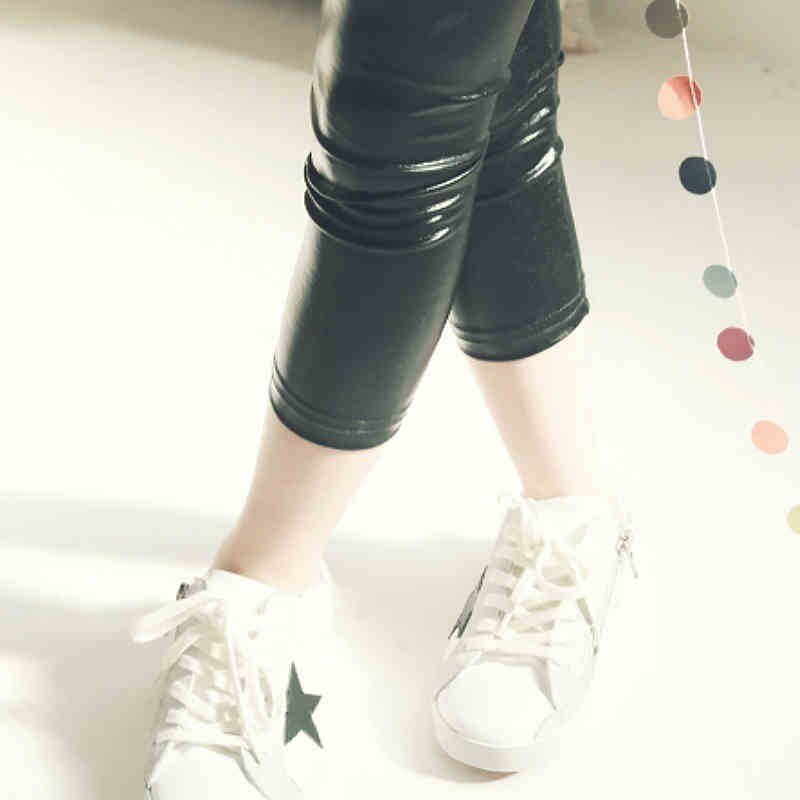 Baby pige metallic skinny skinny bukser leggings afslappet cool cropped børnetøj piger flæse leggings