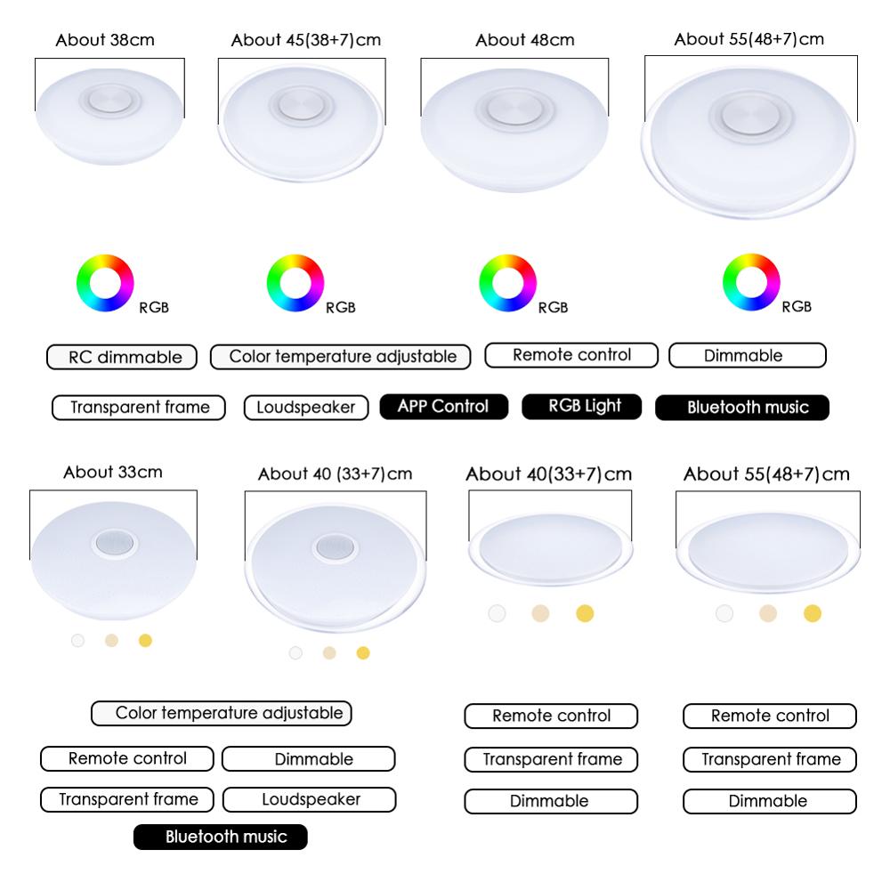 RGB Mordern LED Ceiling Light Dimmable 220V APP Remote Control Bluetooth & Music Speaker Colorful bedroom living room Smart Lamp