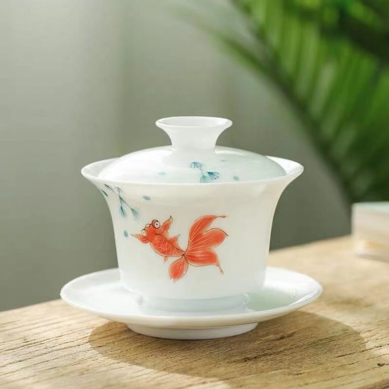 Ręcznie malowane na niebiesko-i-biała porcelana Gai blady Cha filiżanka ceramiczna królowa Sancai miska herbata Kung Fu skorupa jajek soopera De Ceramica Gaiwan: pokrywa bowl C