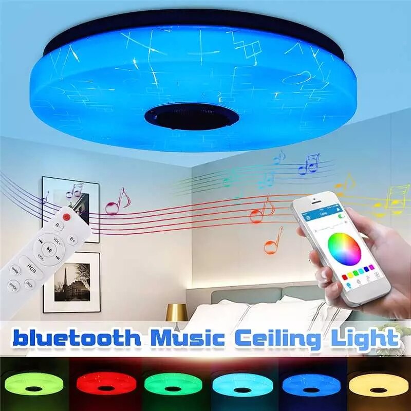 80W Wifi Moderne Rgb Led Plafond Verlichting Home Verlichting App Bluetooth Muziek Licht Slaapkamer Lamp Smart Plafond Lamp + afstandsbediening