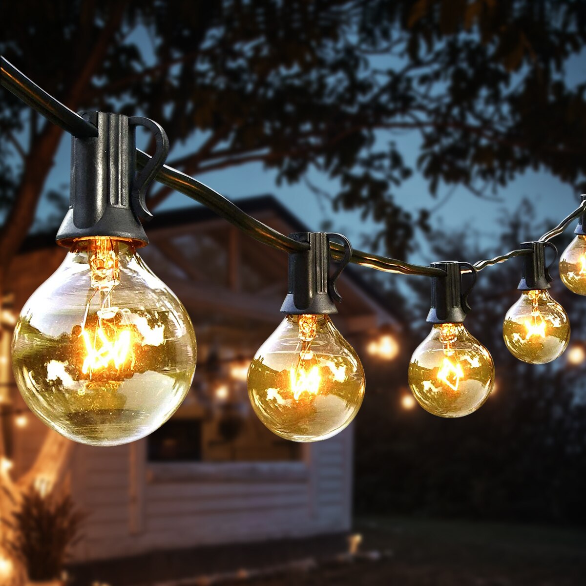 50FT Outdoor Wandlamp Fairy String Glas Lampen Guirlande Verlichting Kerst Patio Straat Slingers Jaar Bruiloft Decoraties