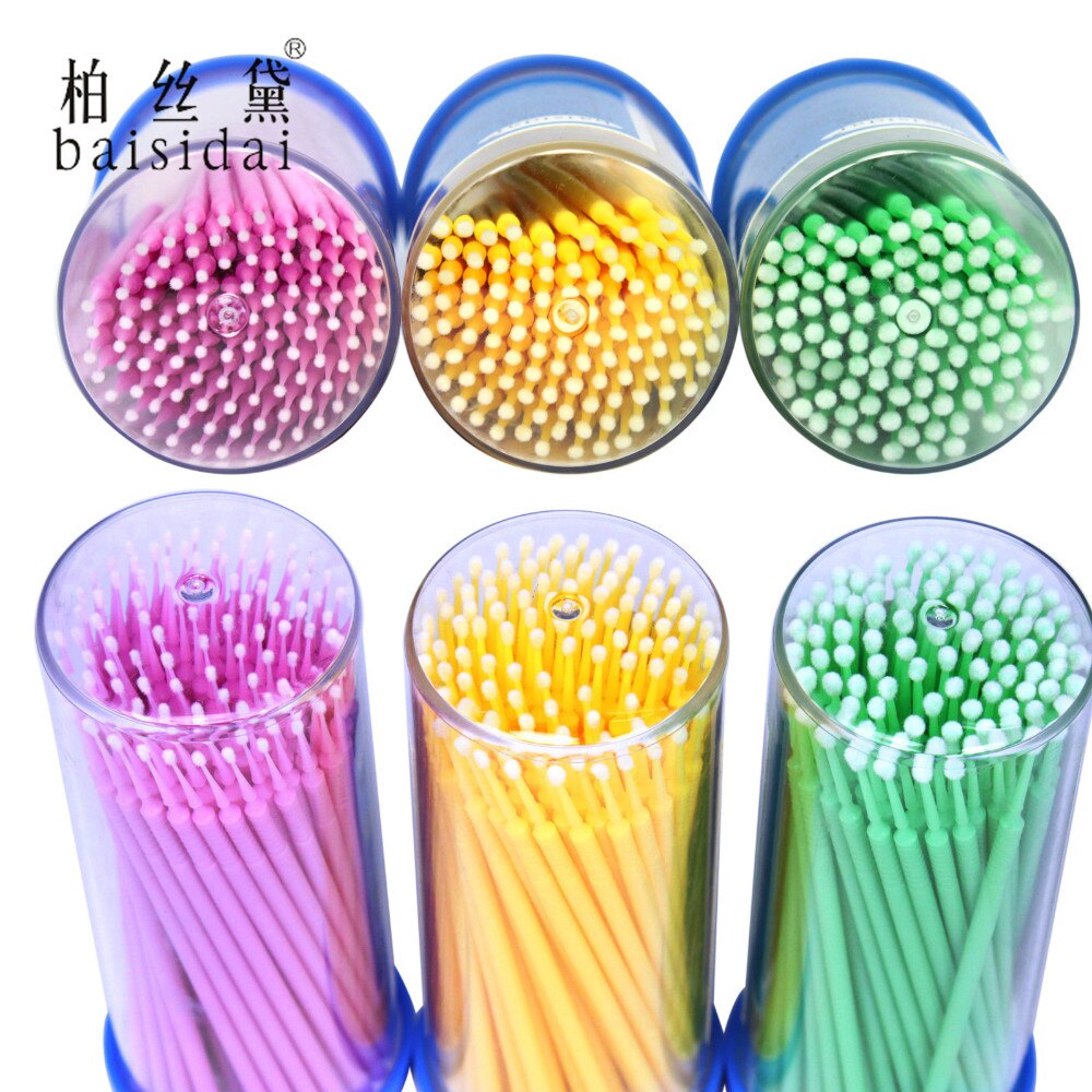 300 PCS 3 Size Mix Disposable Micro Swab Brush Applicator Eyelash Extension Tool Cotton Swab Used For Lashs Bonding Primer