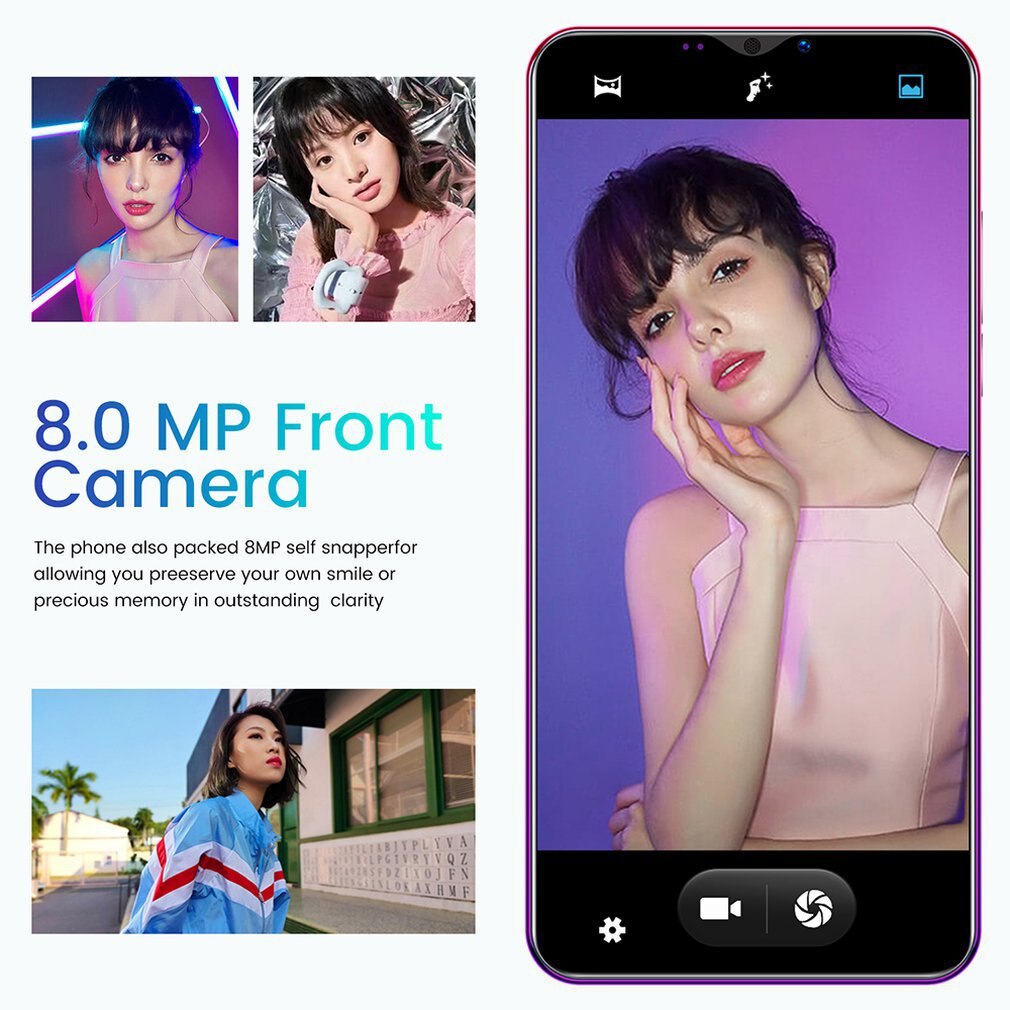 S20 Pro Smartphone 5.8 Inch Scherm Smartphone 512M + 4G Android Smartphone 3D Glas Plated Achterkant Zwart