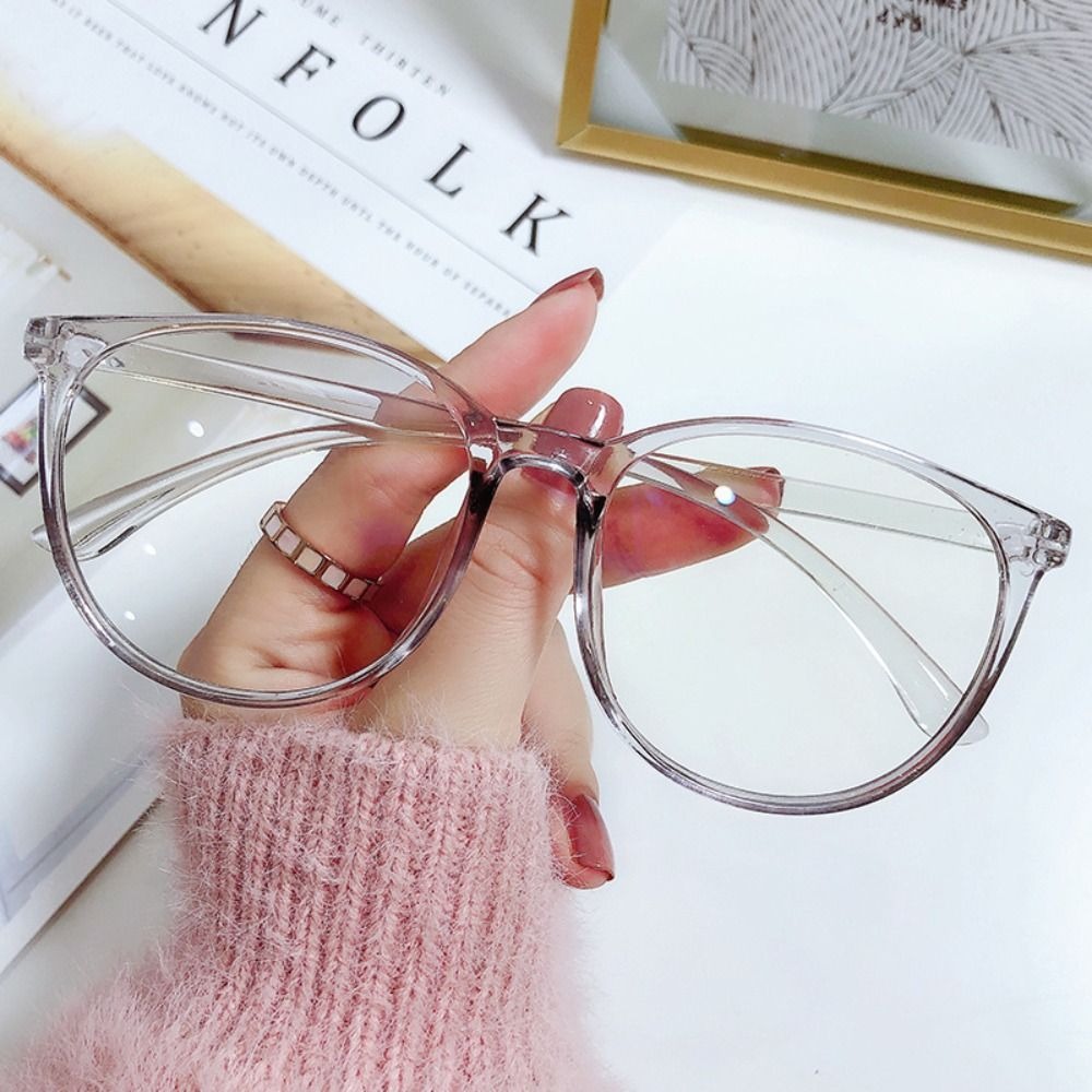 Trendy Plane Mirror Anti Blue Light Glasses Transparent Round Eyewear Without Degree Optical Spectacle Eyeglass Women Men: Red