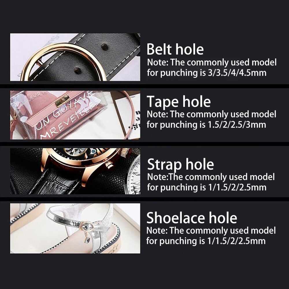 1-10mm universal læder huller stanse læder bælte ur hul hul sæt rund form læder håndværk hul hul hulning