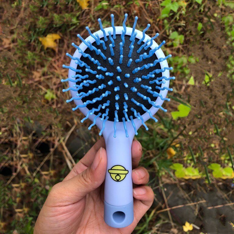 1Pcs Haar Kam Massage Haar Borstel Ronde 4 Kleuren Mini Airbag Kam Met Spiegel Reizen Haarborstel Make Kam Haar accessoires: blue Bells