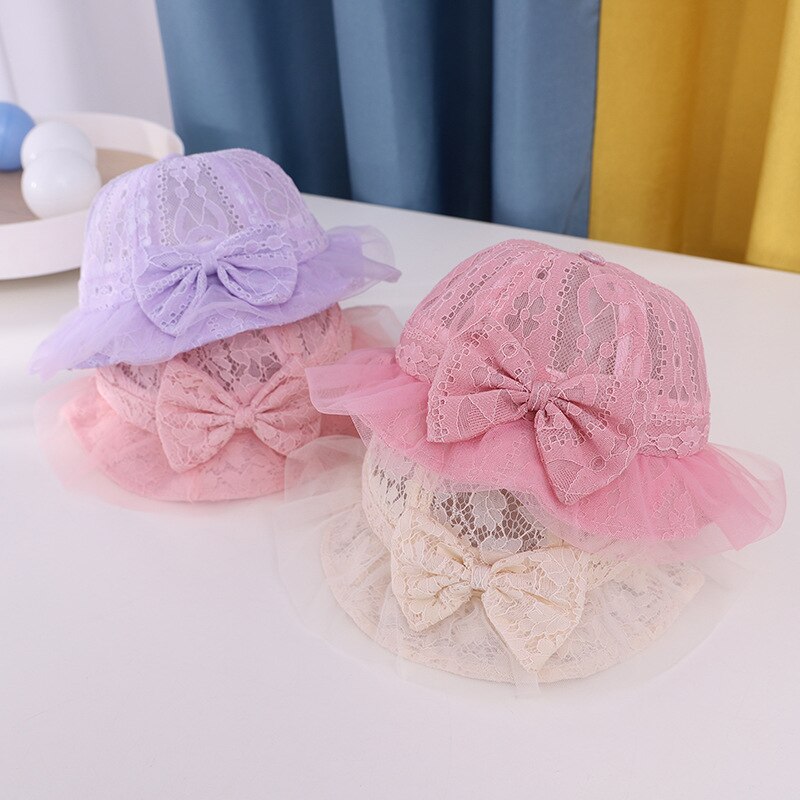 Verão menina bowknot laço pescador chapéu moda ao ar livre sombrinha princesa chapéu respirável