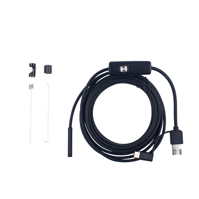 Caméra endoscopique Flexible IP67 étanche, Micro USB type-c 5.5mm 7mm, caméra d'inspection pour téléphone Android PC 6 LED réglable