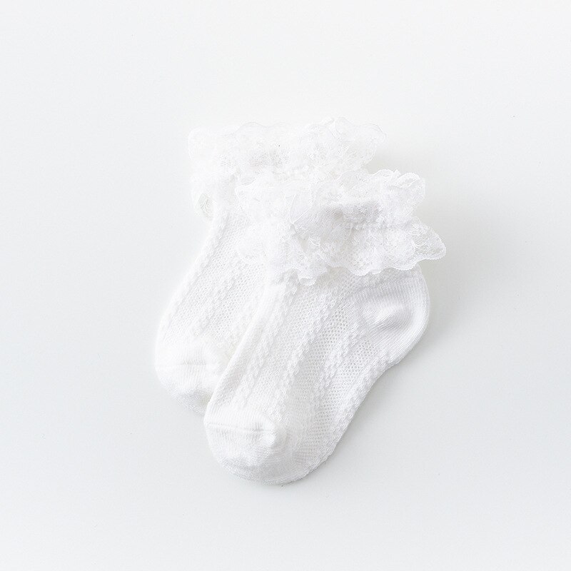 Blonde flæsestrømper børn åndbar bomuldsnet baby pige ankel korte sokker billige ting ensfarvet prinsesse børn sok småbørn: Beige -1pc / 4-6 år gammel