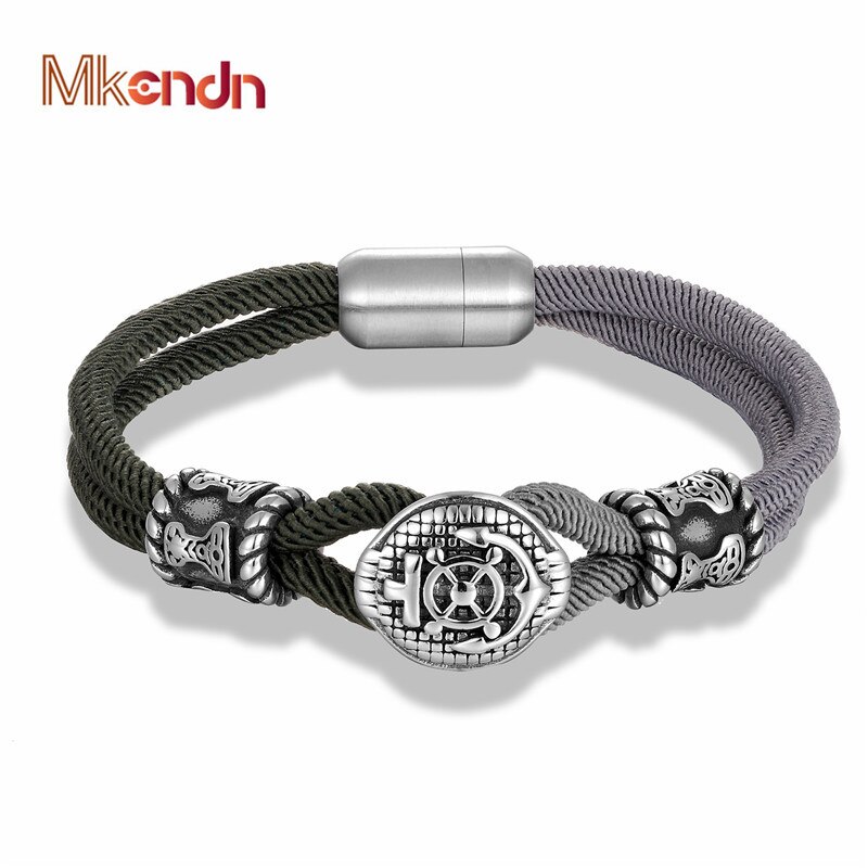 Mkendn seemannsanker-ruderseilarmband für damen und herren, edelstahl-magnetverschluss, marine-stil, hoffnungsschmuck, überlebensschmuck, pulseras