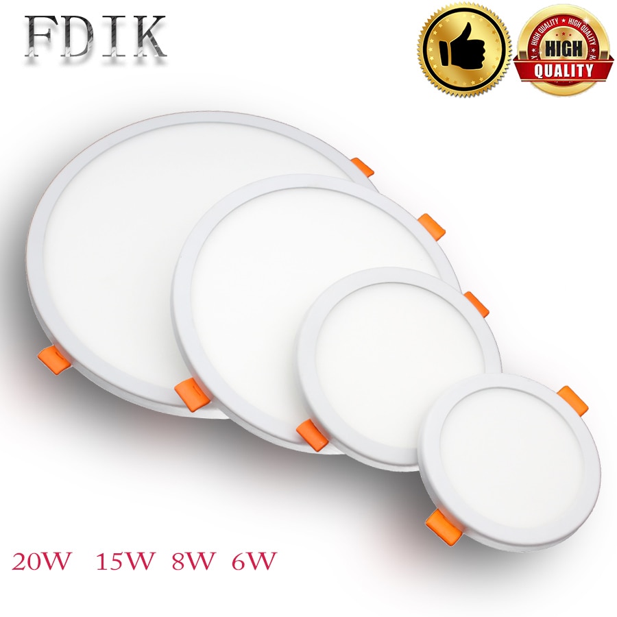 DINGDIAN LED Panel Lights Ultra thin Recessed Downlight 6W 8W 15W 20W 220V Square Round Panel lamp Ceiling Lamp White/Warm white
