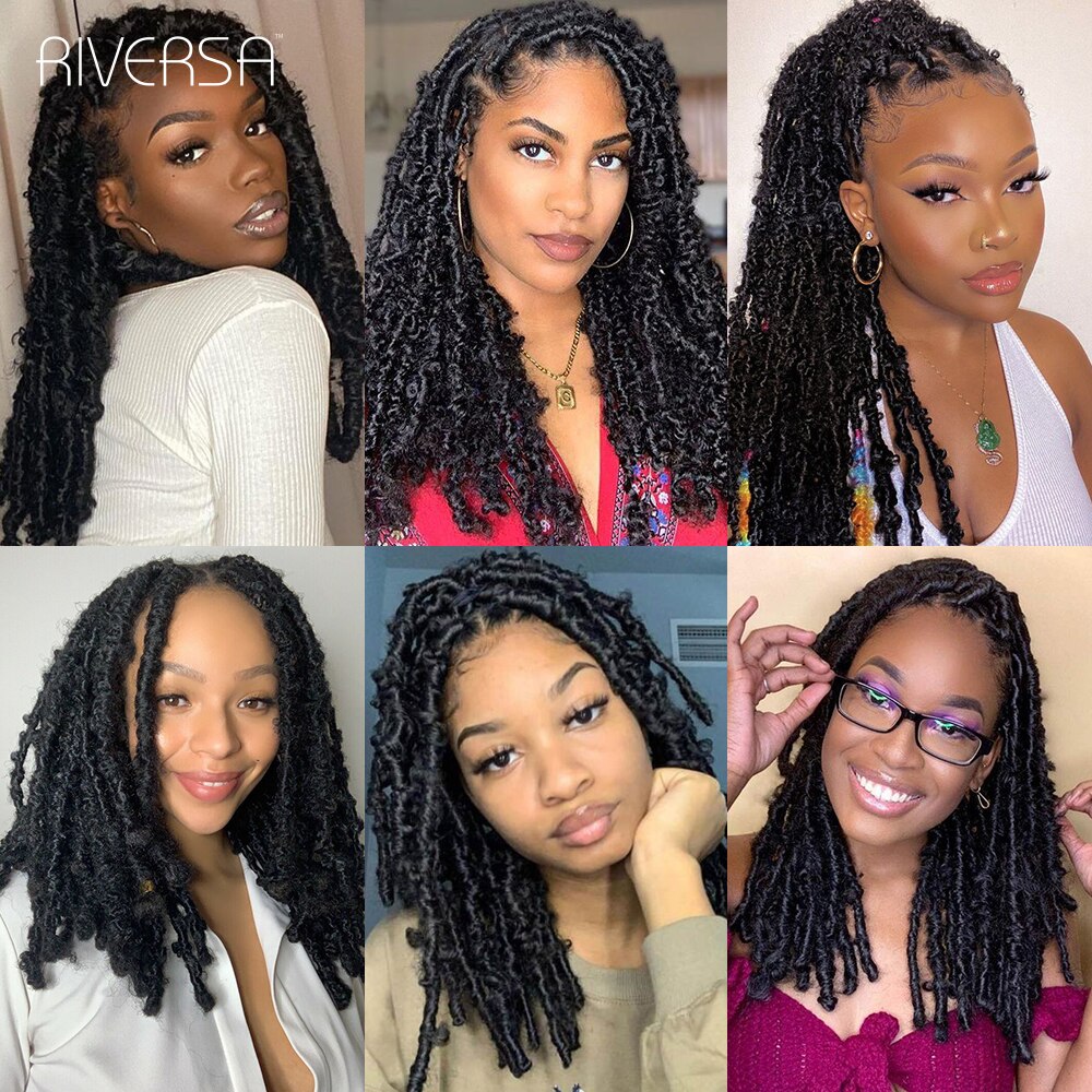 14 Inch 1-6 Packs Butterfly Crochet Locs Braids Hair Pre looped Butterfly Soft Locs Crochet Synthetic Dreadlocks Hair Extensions