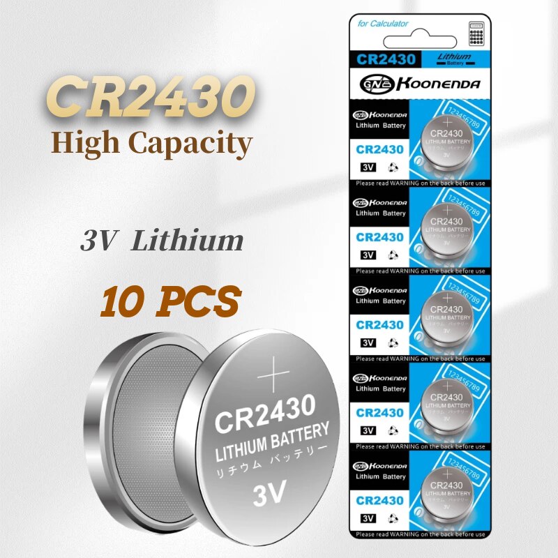 10PCS CR2430 3V Lithium Batteries Button Battery High-capacity Remote Control Toy CR2430 Battery: Default Title