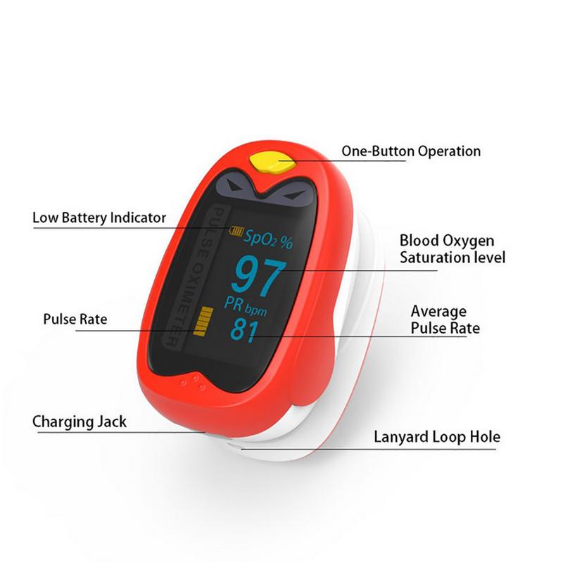 Child Pediatri Portable Pulse Oximeter Finger Oxygen SpO2 Saturation Monitor and Pulse Rate USB Rechargeable
