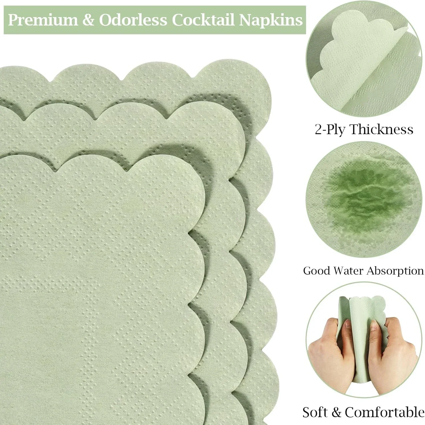 24/48/120 Uds servilletas de cóctel rosas y verdes, servilletas suaves de encaje desechables de 2 capas, servilletas gruesas de postre premium, servilletas de