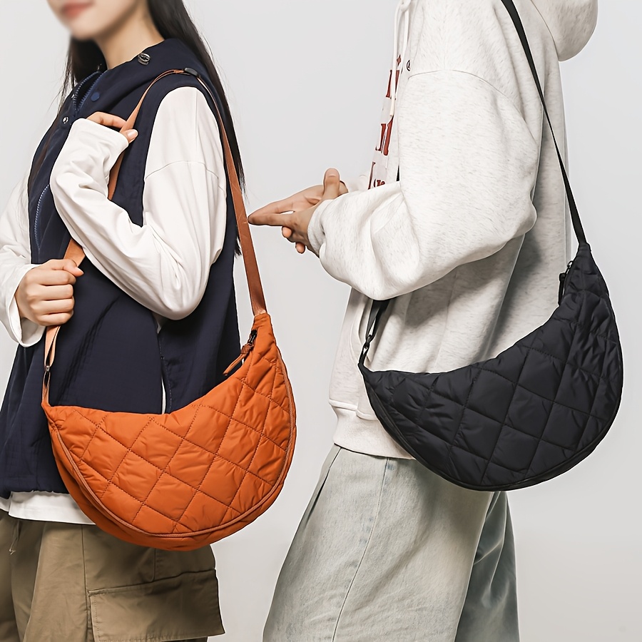 Bolso de hombro acolchado informal para mujer, bandolera acolchada de algodón acolchado, bolsa nube de burbujas de Color sólido