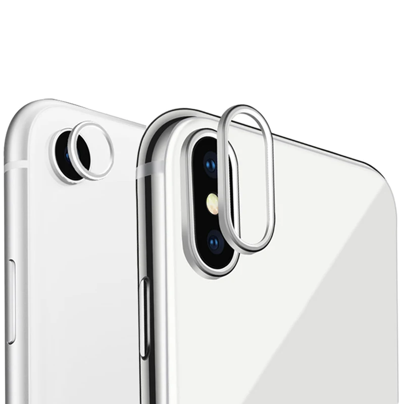2 in 1 Metall Kamera Objektiv Schutz für iPhone 7 8 Plus X Objektiv Schutz Kreis Ring Abdeckung mit Gehärtetem glas Film für iPhone X: Glas + Haustier / Gelb