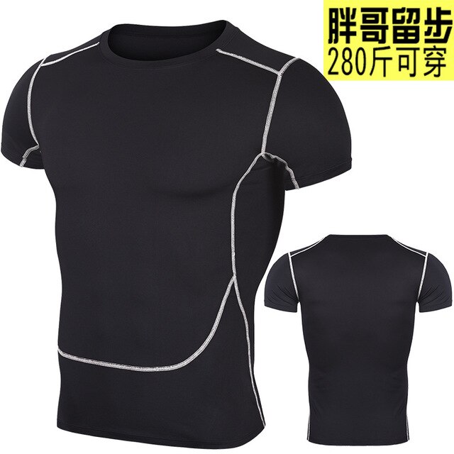 5XL/6XL schnell trocken Kompression Shirt Herren Sport Atmungsaktive Kurzarm Lauf T-Shirt elastisch Fitnessstudio Fitness oben T Plus größe: Schwarz / asiatisch Größe 6XL