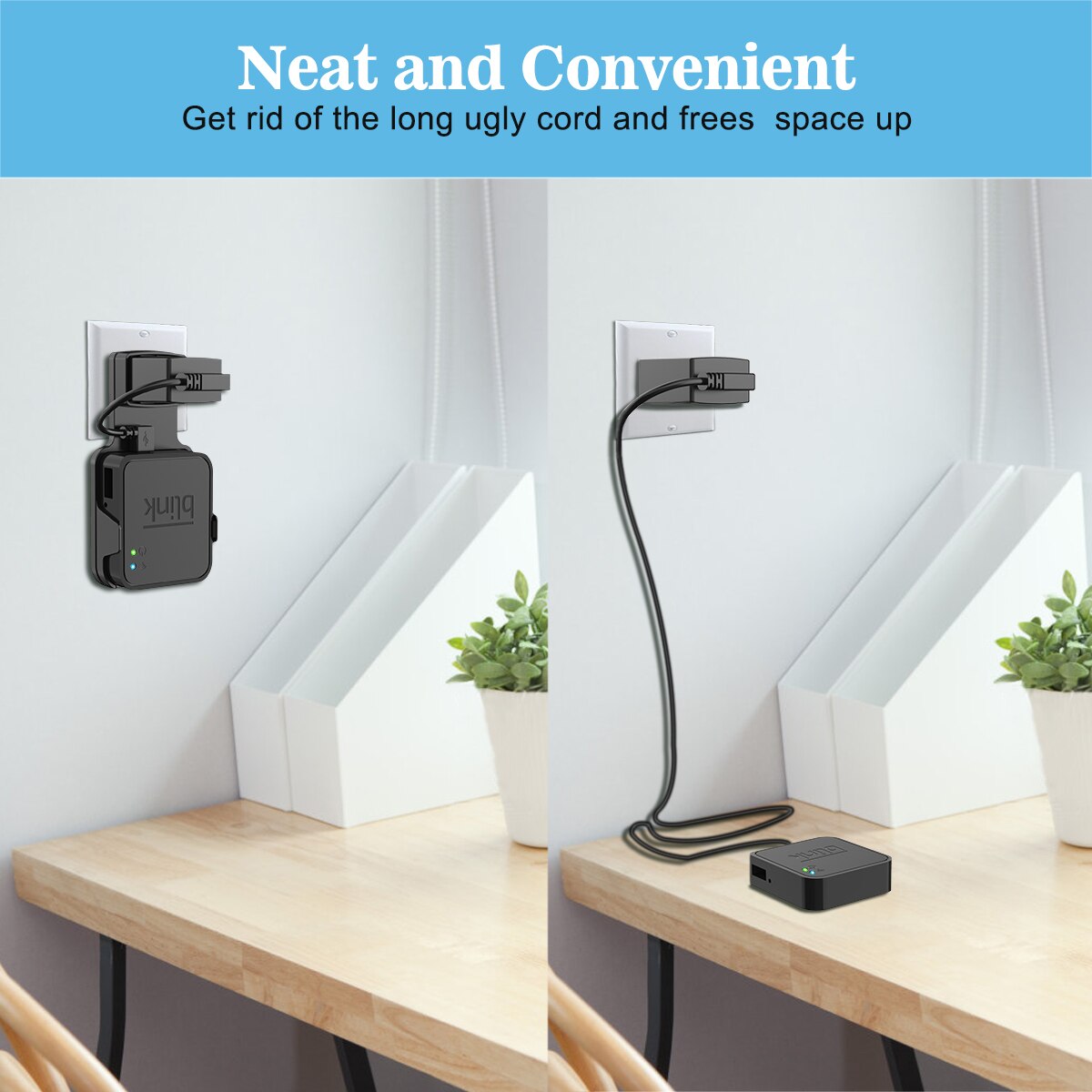 Outlet Wall Mount for Blink Sync Module with Cables for Blink XT Outdoor and Indoor Home Security Camera Accessories