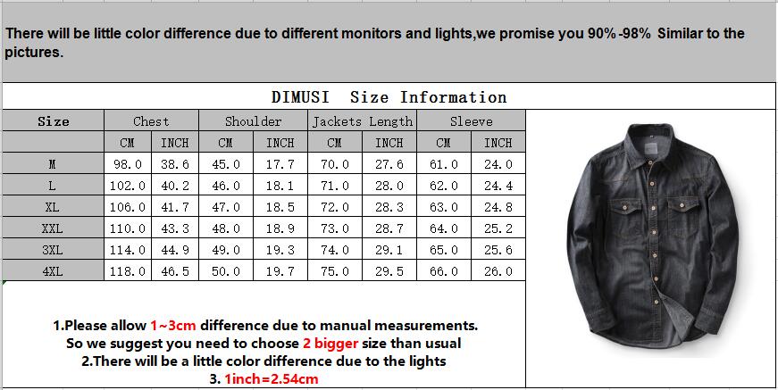 DIMUSI Mens Denim Shirt Tropical Casual Men Long Sleeve Windbreaker Shirt Male Cotton Cowboy Jean Shirts Clothing 3XL,YA934